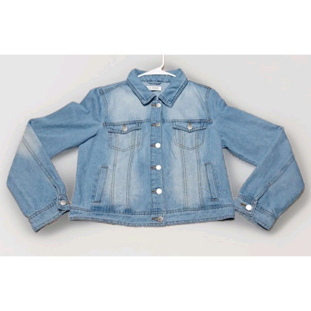 CI SONO Denim Jacket Womens Large L Medium Wash Blue Jean Trucker Coat Y2K